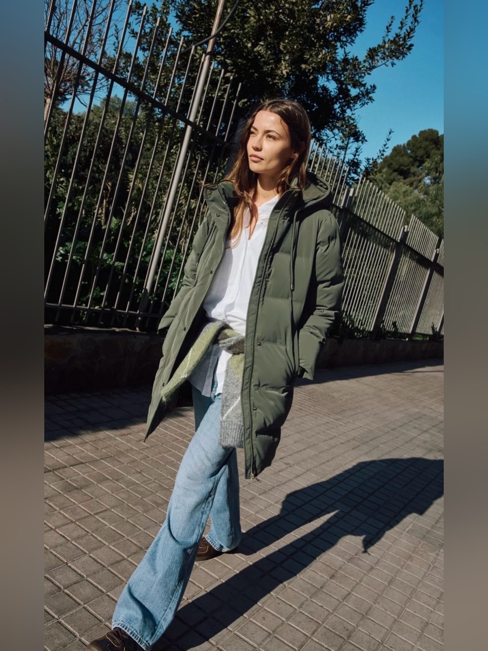 Zara NWT Olive Green Long Hooded Puffer Coat | Quilted Winter Jacket